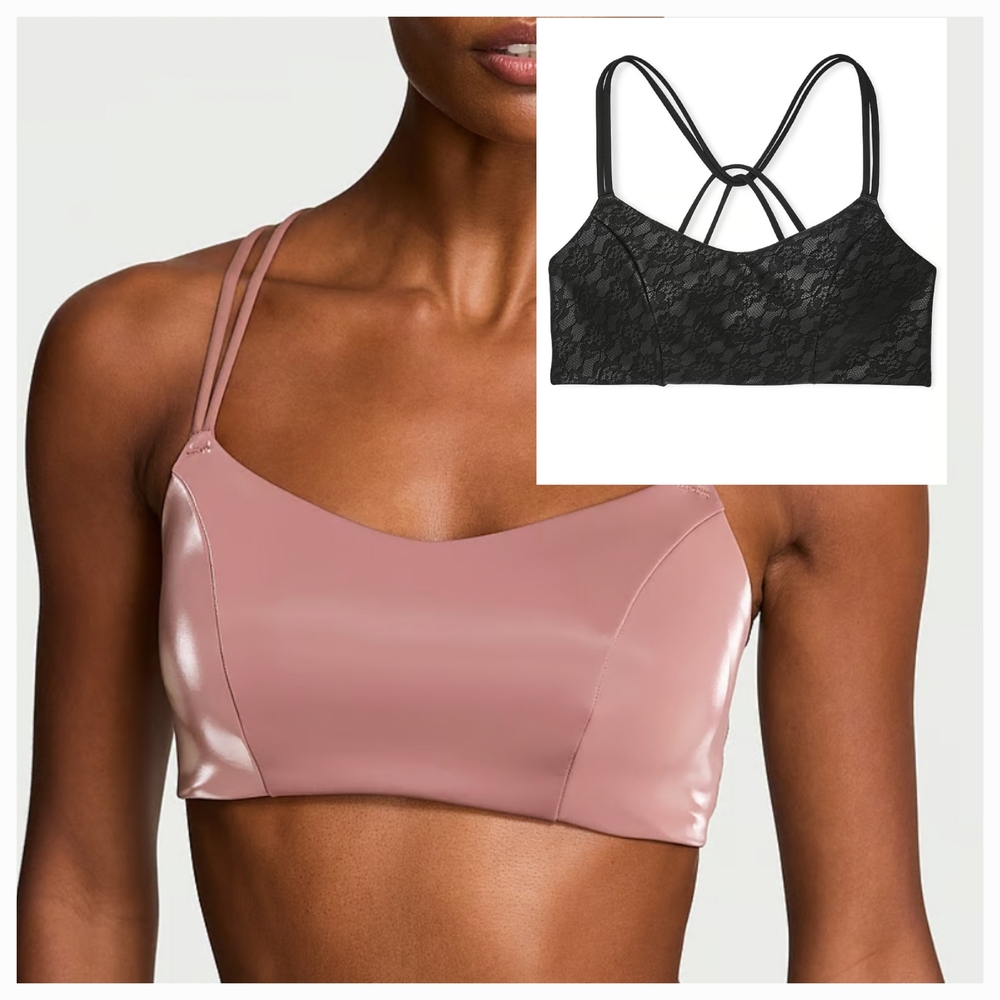 VS Elevate Liquid Shine Sports Bra - Pink and Black *BNWT*